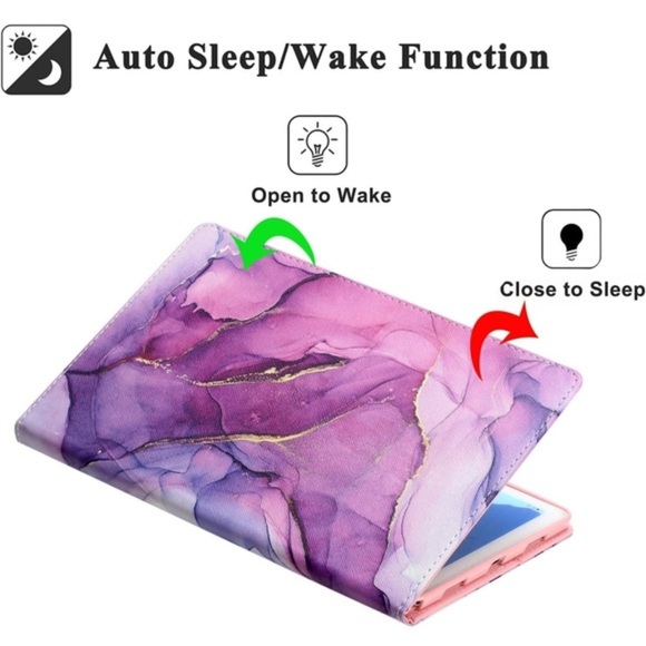 Samsung Galaxy Tab A8 10.5" 2022 Case: Purple Marble PU Leather Stand‎ Cover - Picture 5 of 13